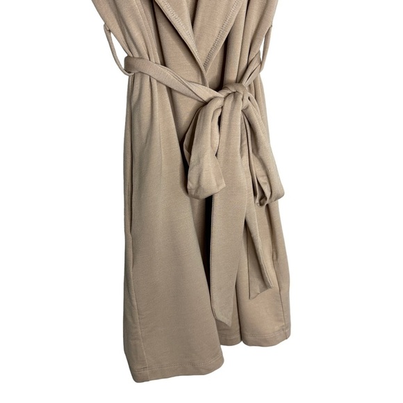 LISA Rinna Collection French Terry Duster Vest Size Small Belted Oatmeal - Picture 4 of 12